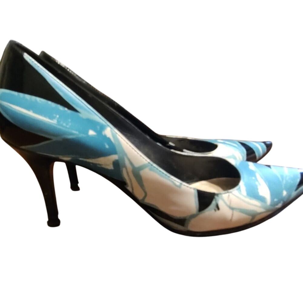 CHRISTIAN DIOR Patent leather blue black white Pumps Heels Size 36.5